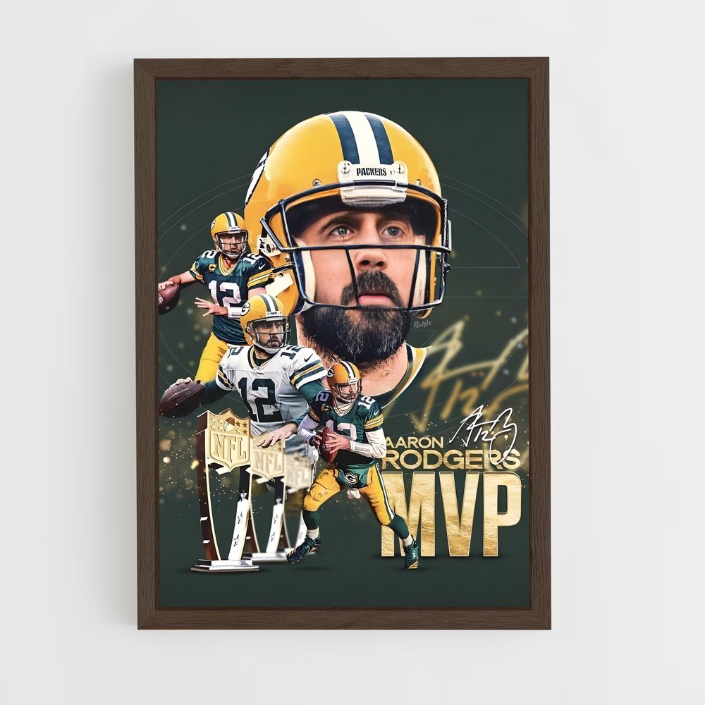 aaron-rodgers-9 cadre Bois foncé