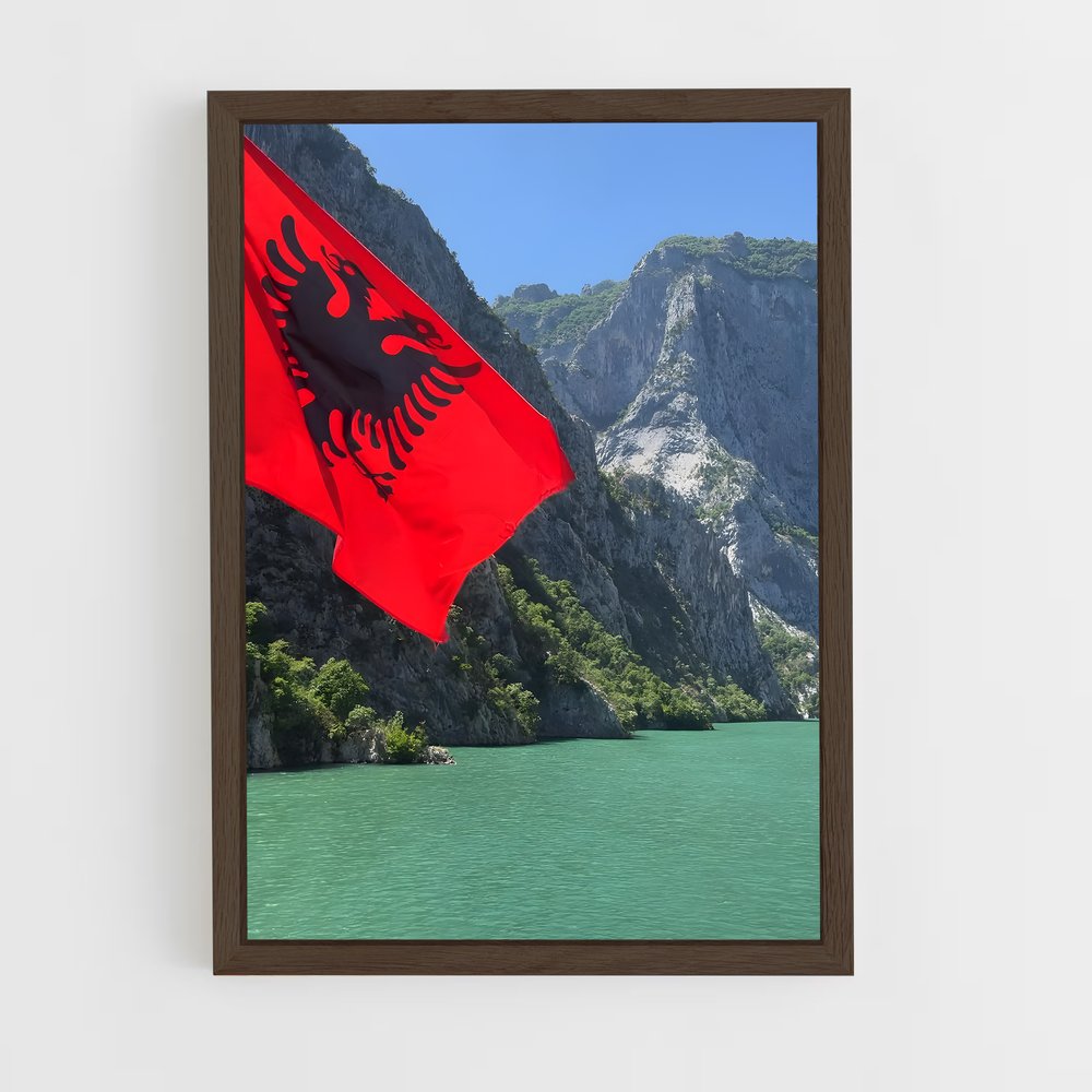 ap-albania flag-4 cadre Bois foncé