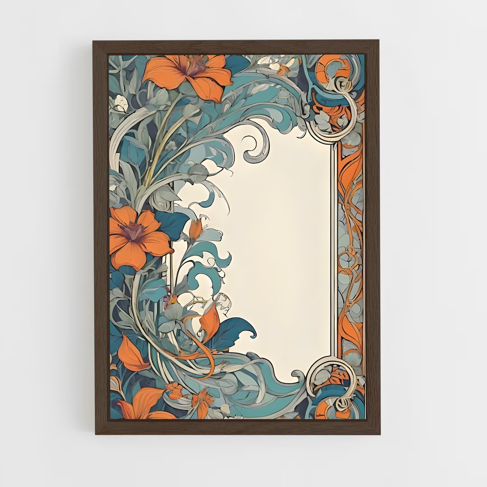 ap-art nouveau florals-7 cadre Bois foncé
