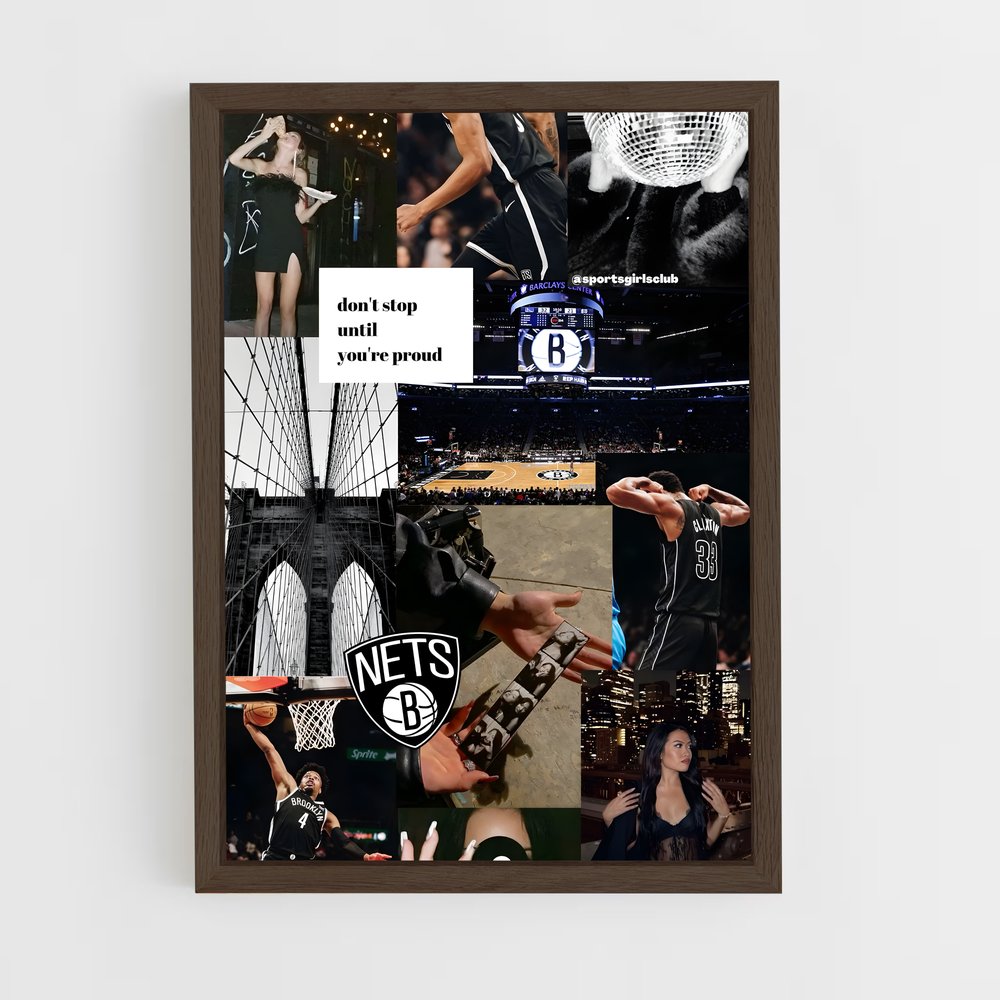ap-brooklyn nets-6 cadre Bois foncé
