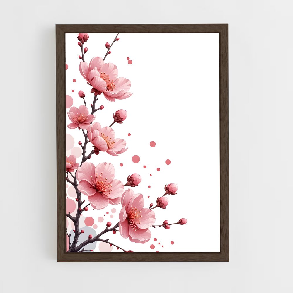 ap-cherry blossom patterns-6 cadre Bois foncé