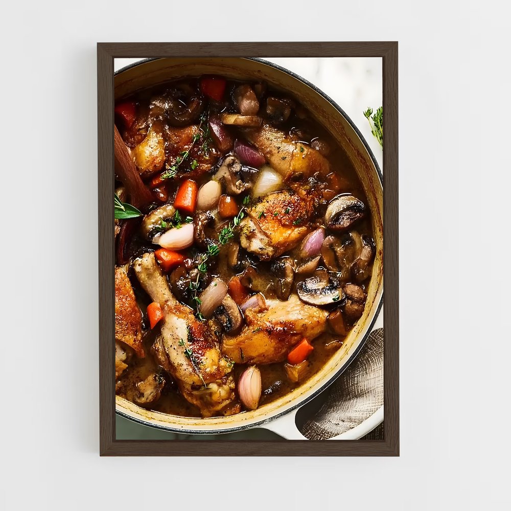 ap-coq au vin-1 cadre Bois foncé