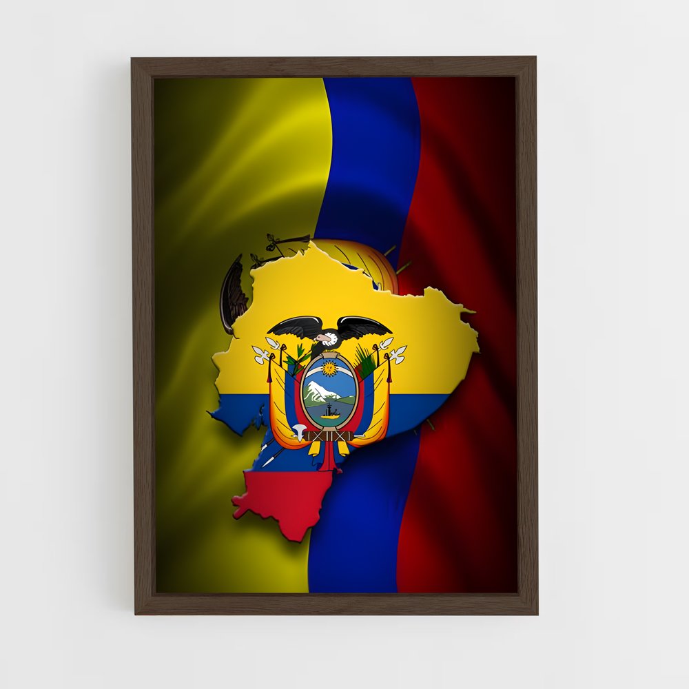 ap-ecuador flag-1 cadre Bois foncé