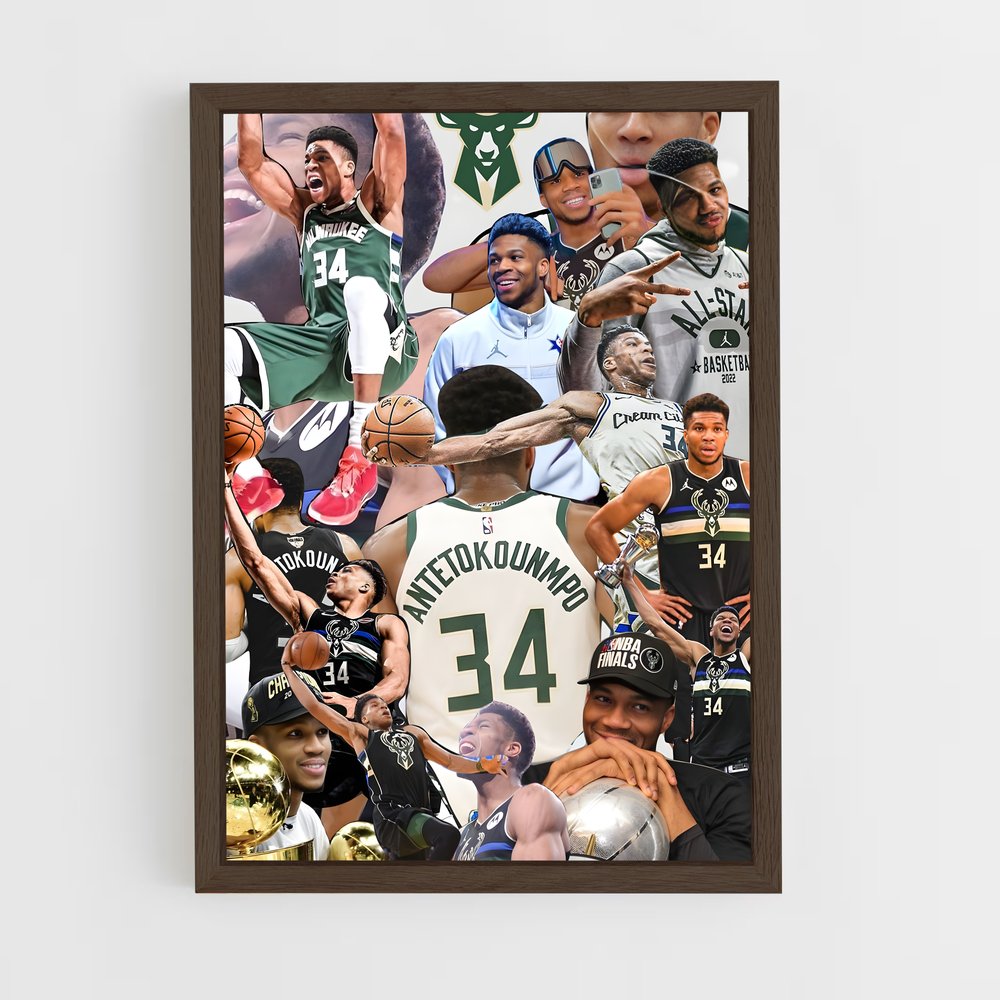 ap-giannis antetokounmpo-4 cadre Bois foncé