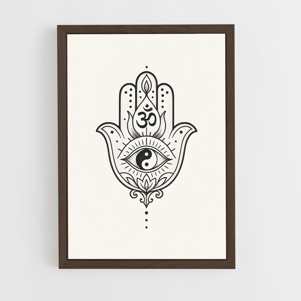 ap-hamsa hand-1 cadre Bois foncé