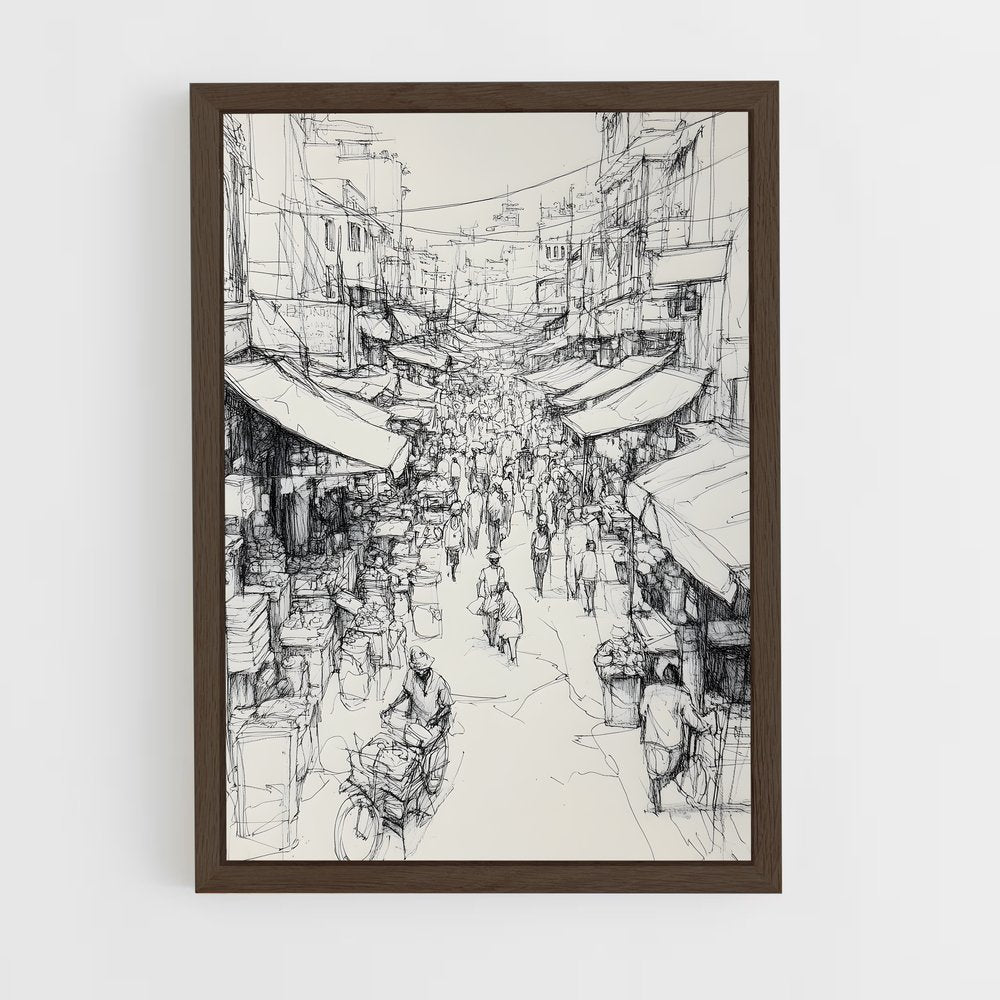 ap-ink drawing-3 cadre Bois foncé