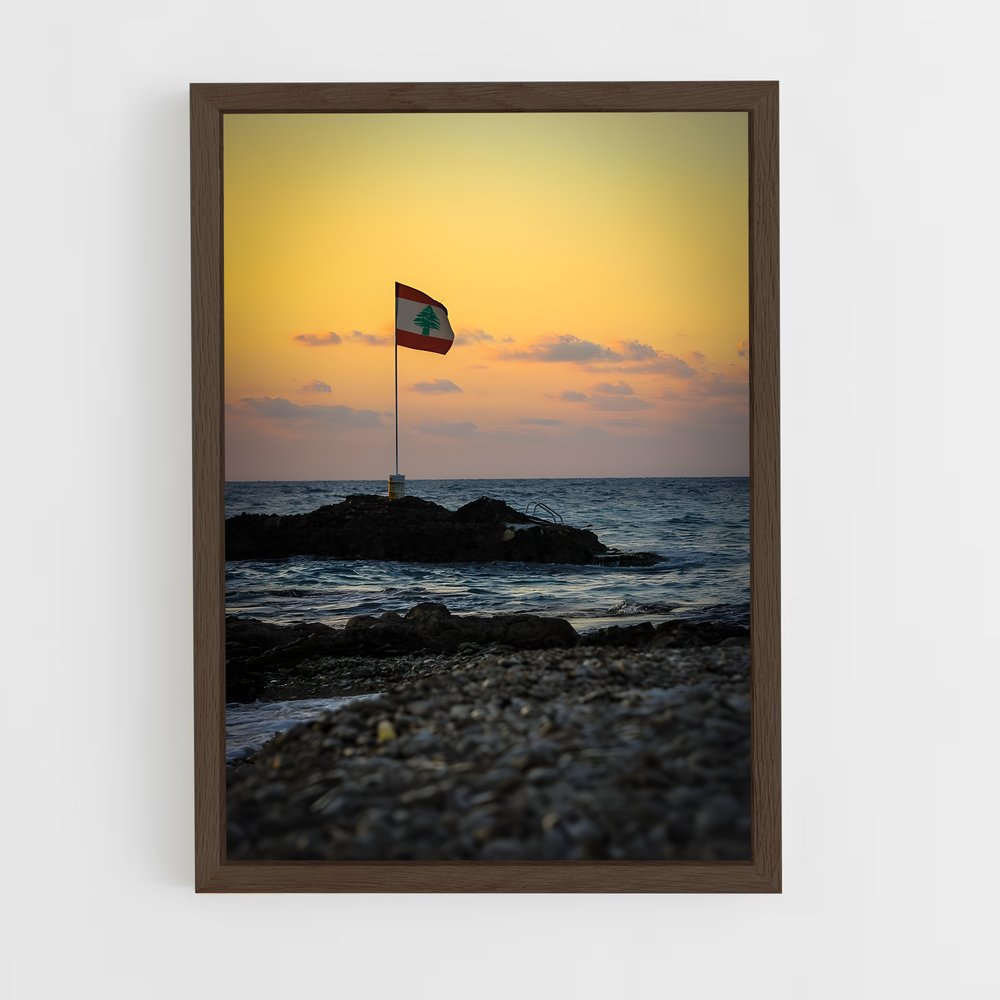 ap-lebanon flag-5 cadre Bois foncé