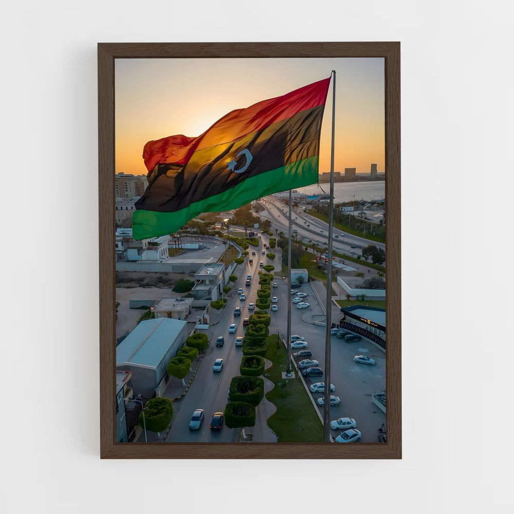 ap-libya flag-2 cadre Bois foncé