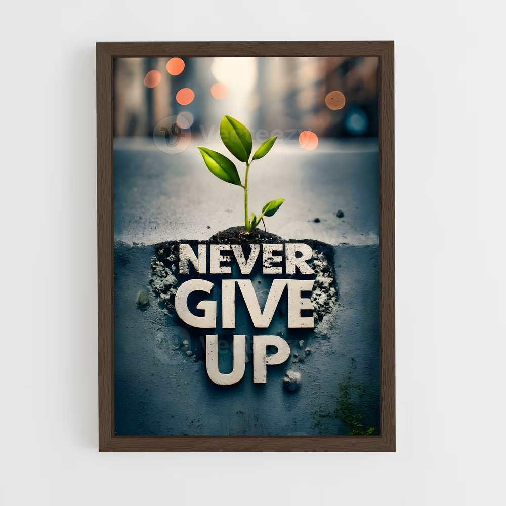 ap-never give up-8 cadre Bois foncé