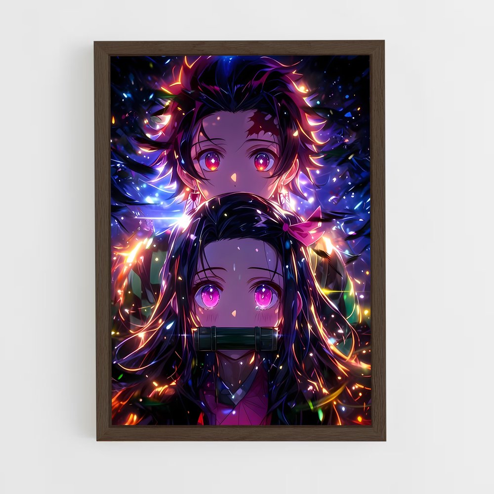 ap-nezuko kamado-6 cadre Bois foncé
