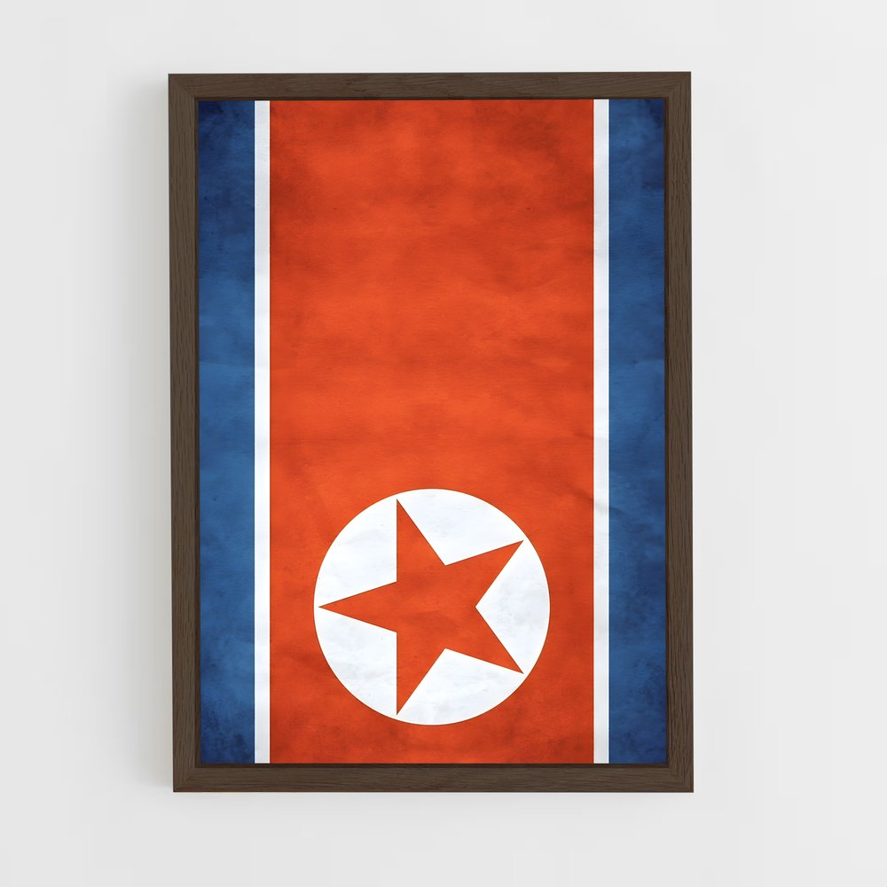 ap-north korea flag-2 cadre Bois foncé