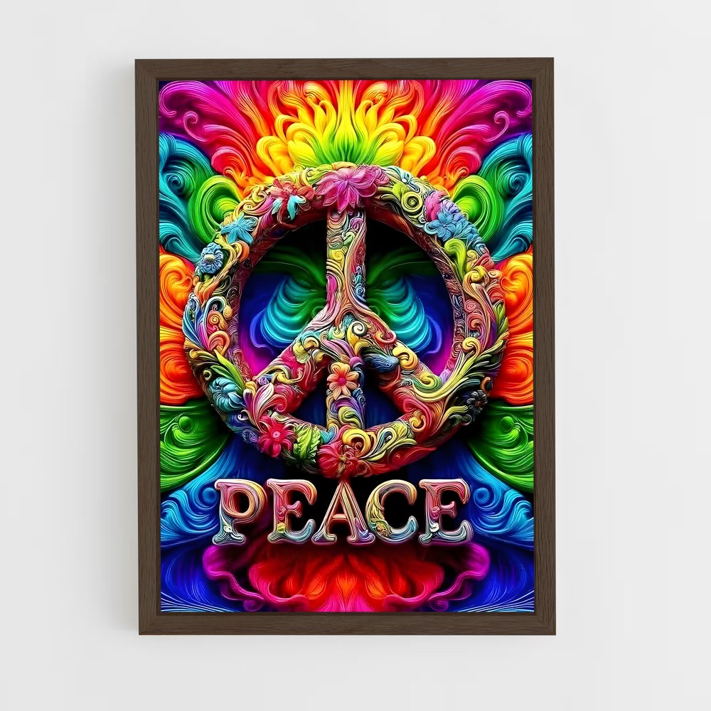 ap-peace sign-1 cadre Bois foncé