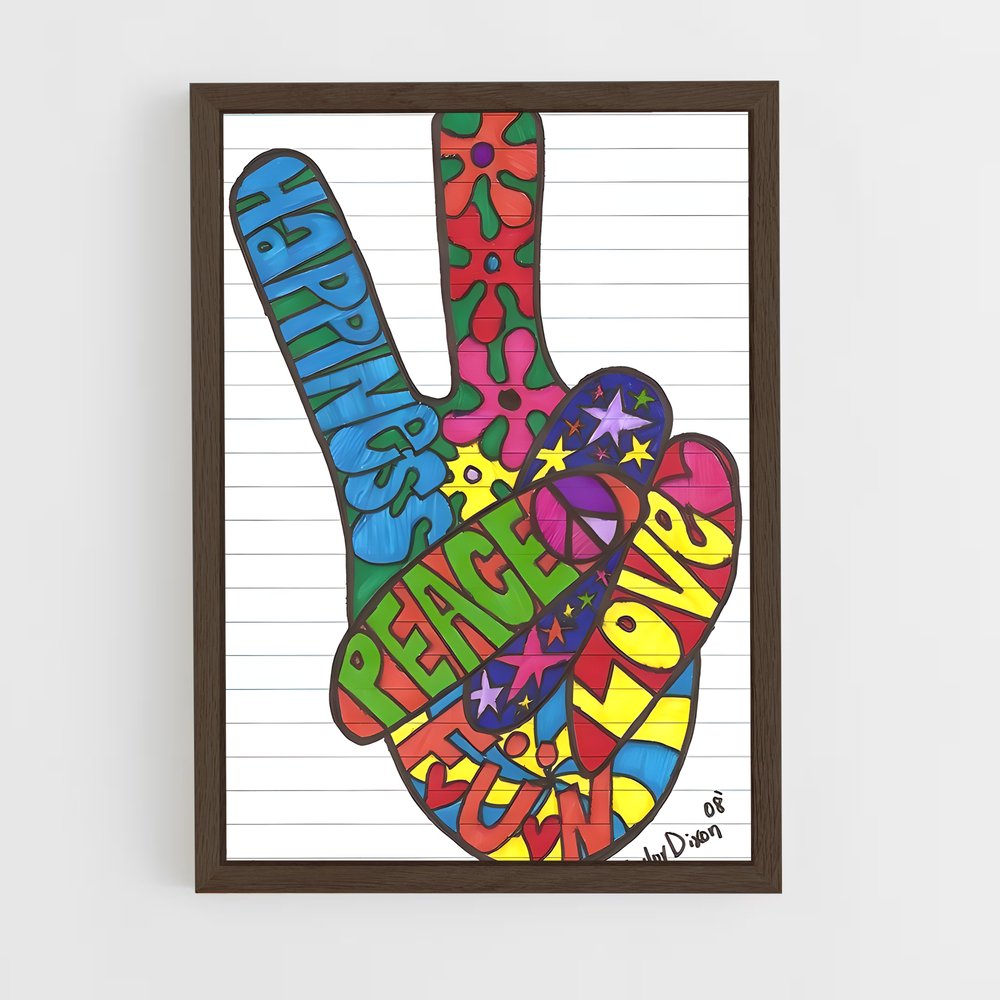 ap-peace sign-2 cadre Bois foncé