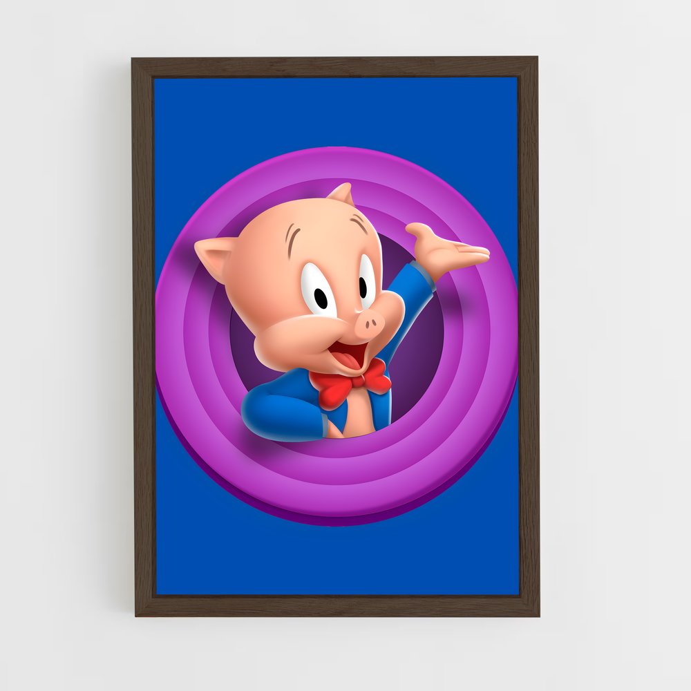 ap-porky pig-1 cadre Bois foncé