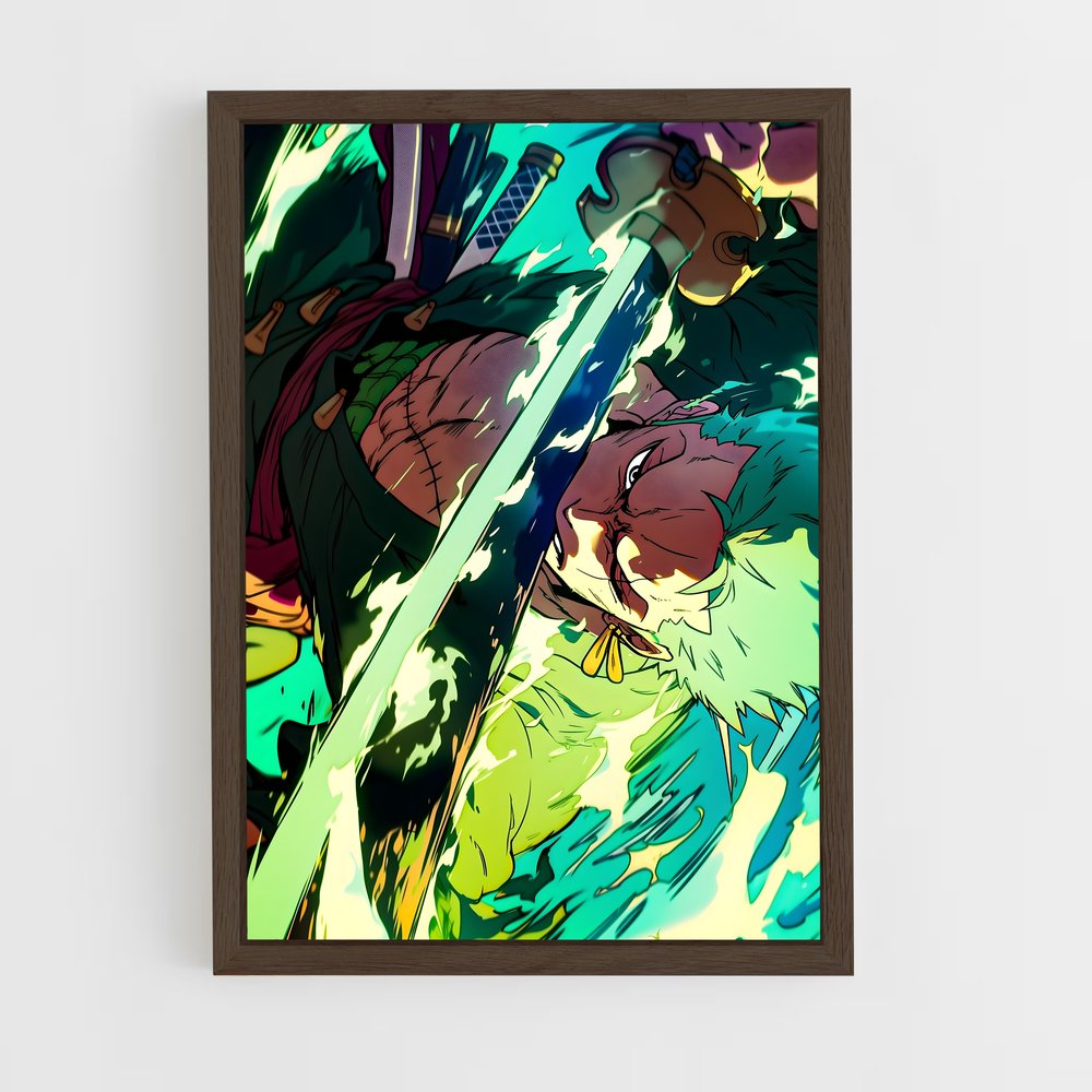 ap-roronoa zoro-9 cadre Bois foncé