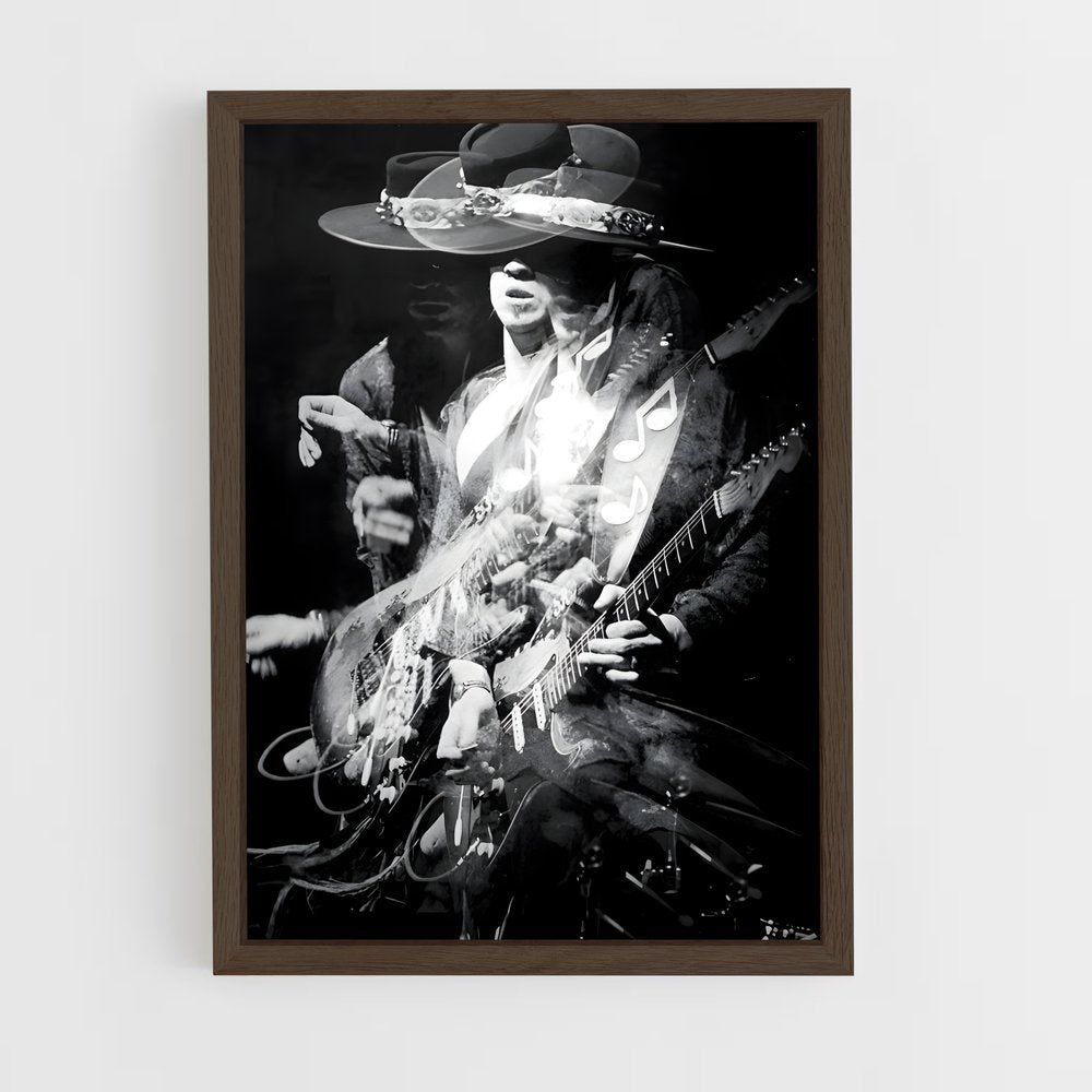 ap-stevie ray vaughan-5 cadre Bois foncé