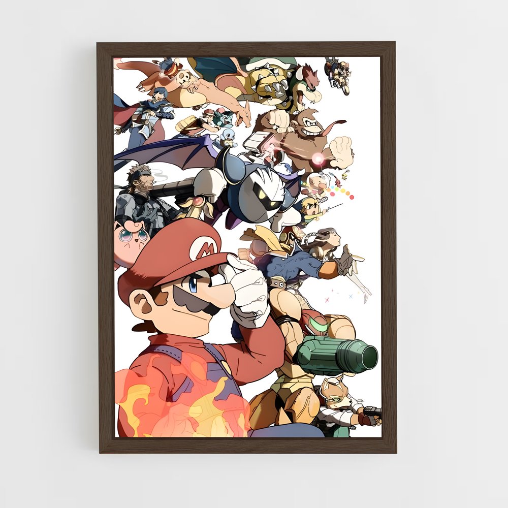 ap-super smash bros-2 cadre Bois foncé