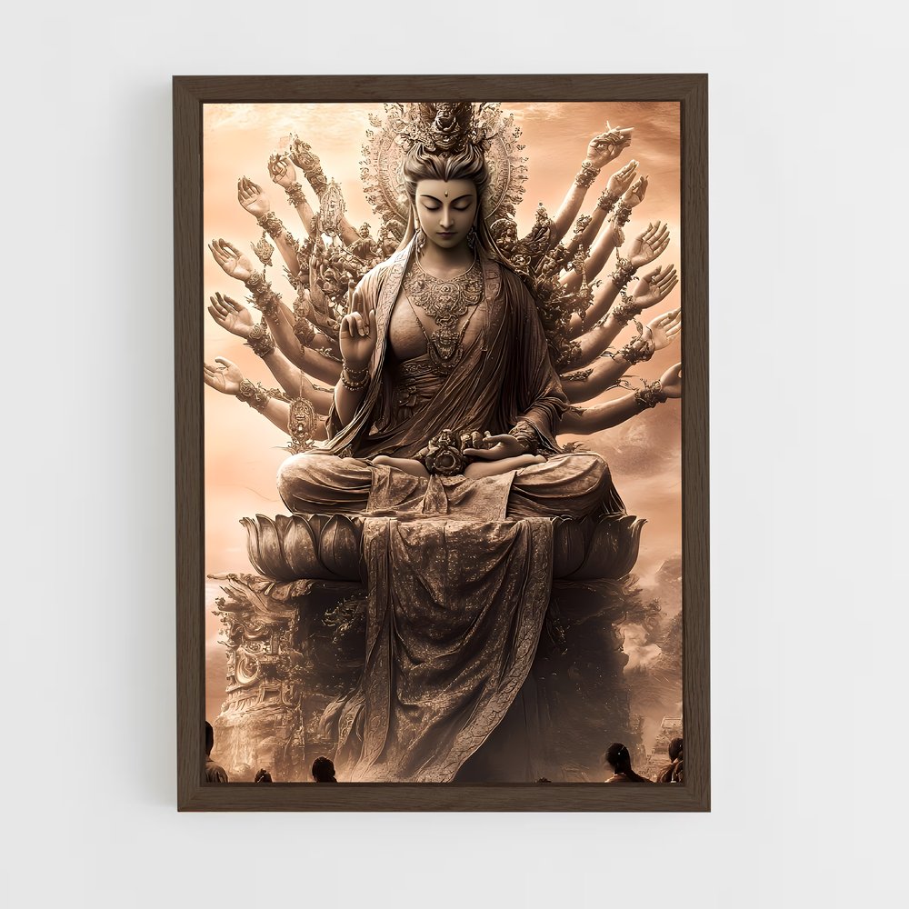 ap-thousand arm buddha-2 cadre Bois foncé