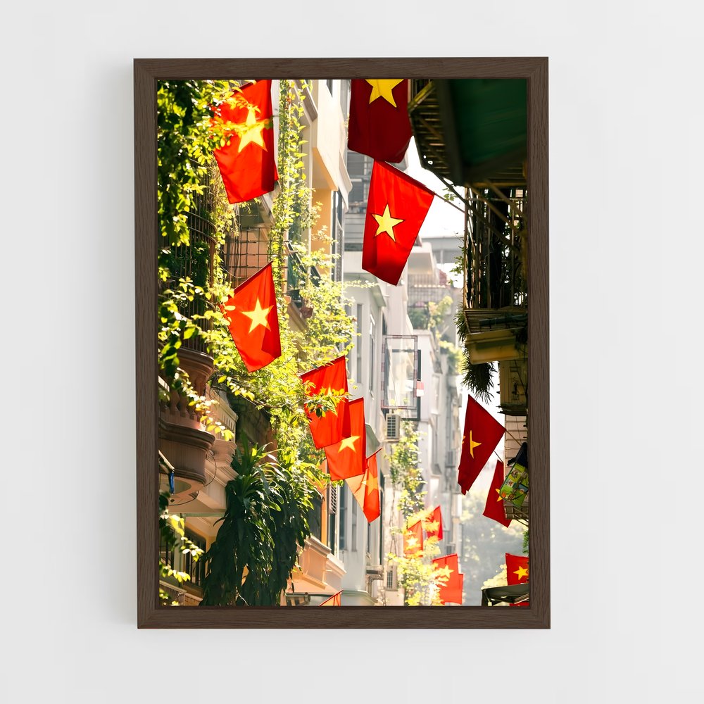 ap-vietnam flag-1 cadre Bois foncé