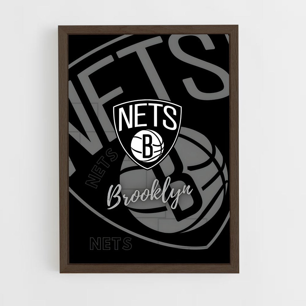 brooklyn-nets-18 cadre Bois foncé
