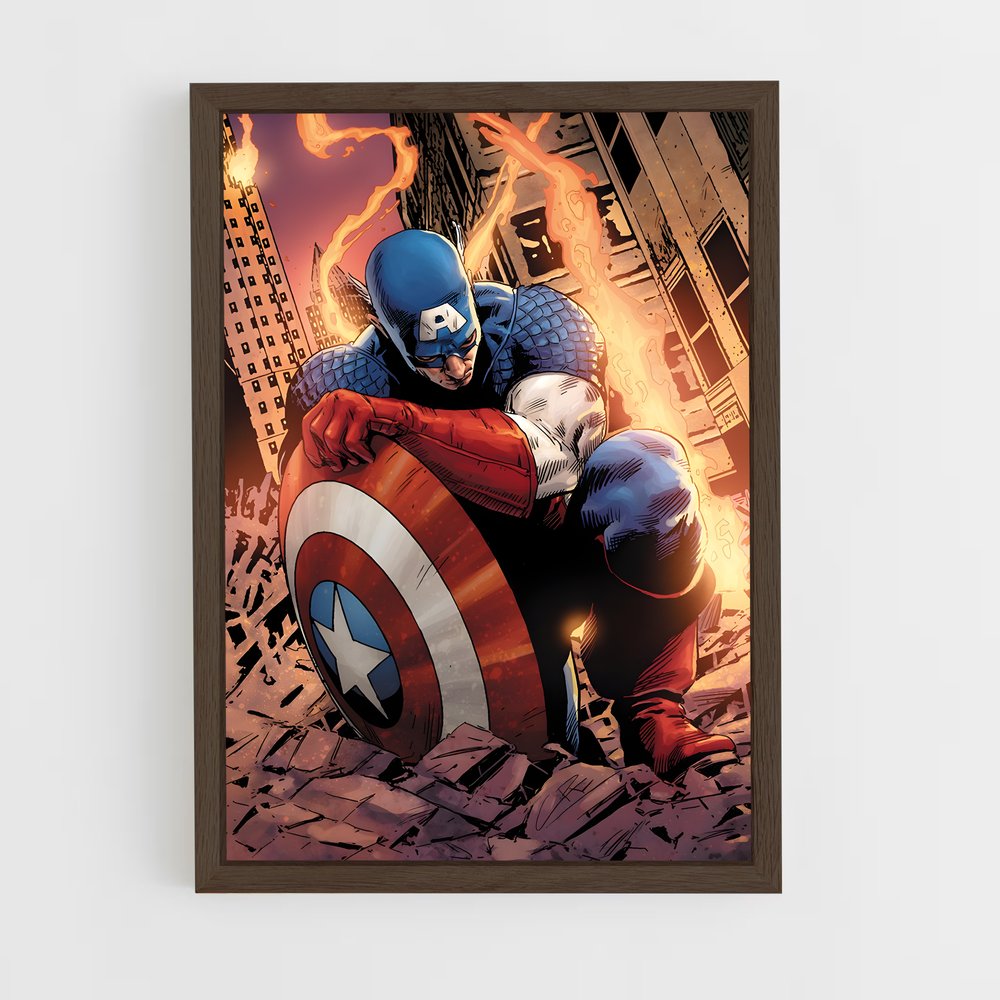 captain-america-2 cadre Bois foncé