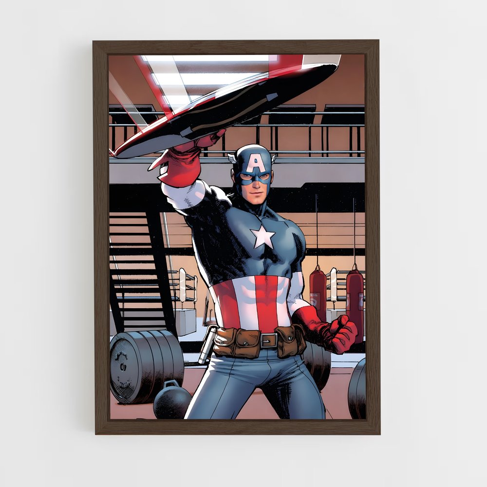 captain-america-9 cadre Bois foncé