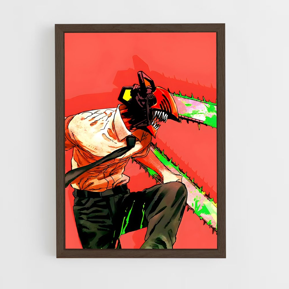 chainsaw-man-5 cadre Bois foncé