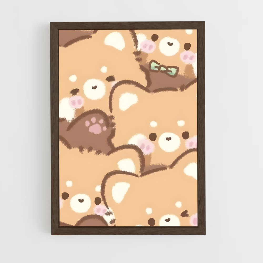 cute-animals-1 cadre Bois foncé