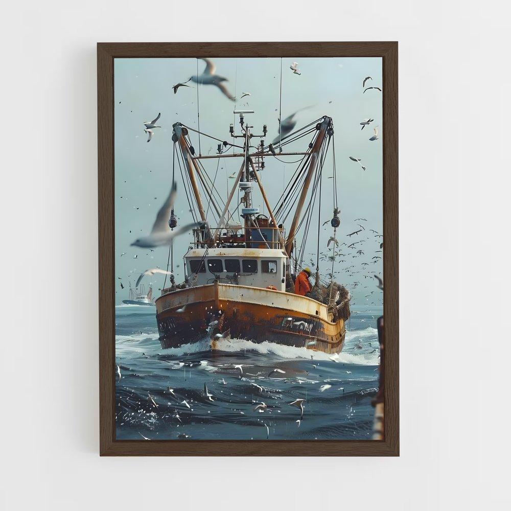 fishing-boat-10 cadre Bois foncé