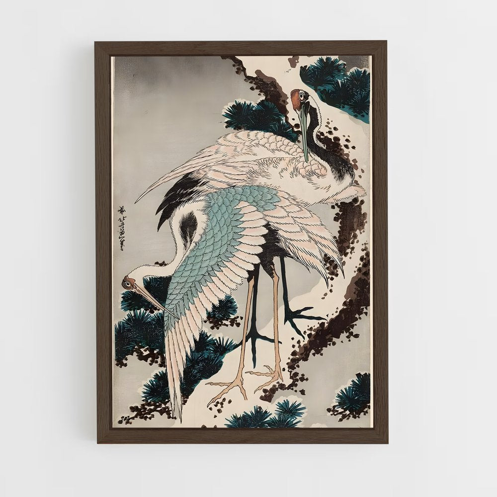 hokusai-9 cadre Bois foncé