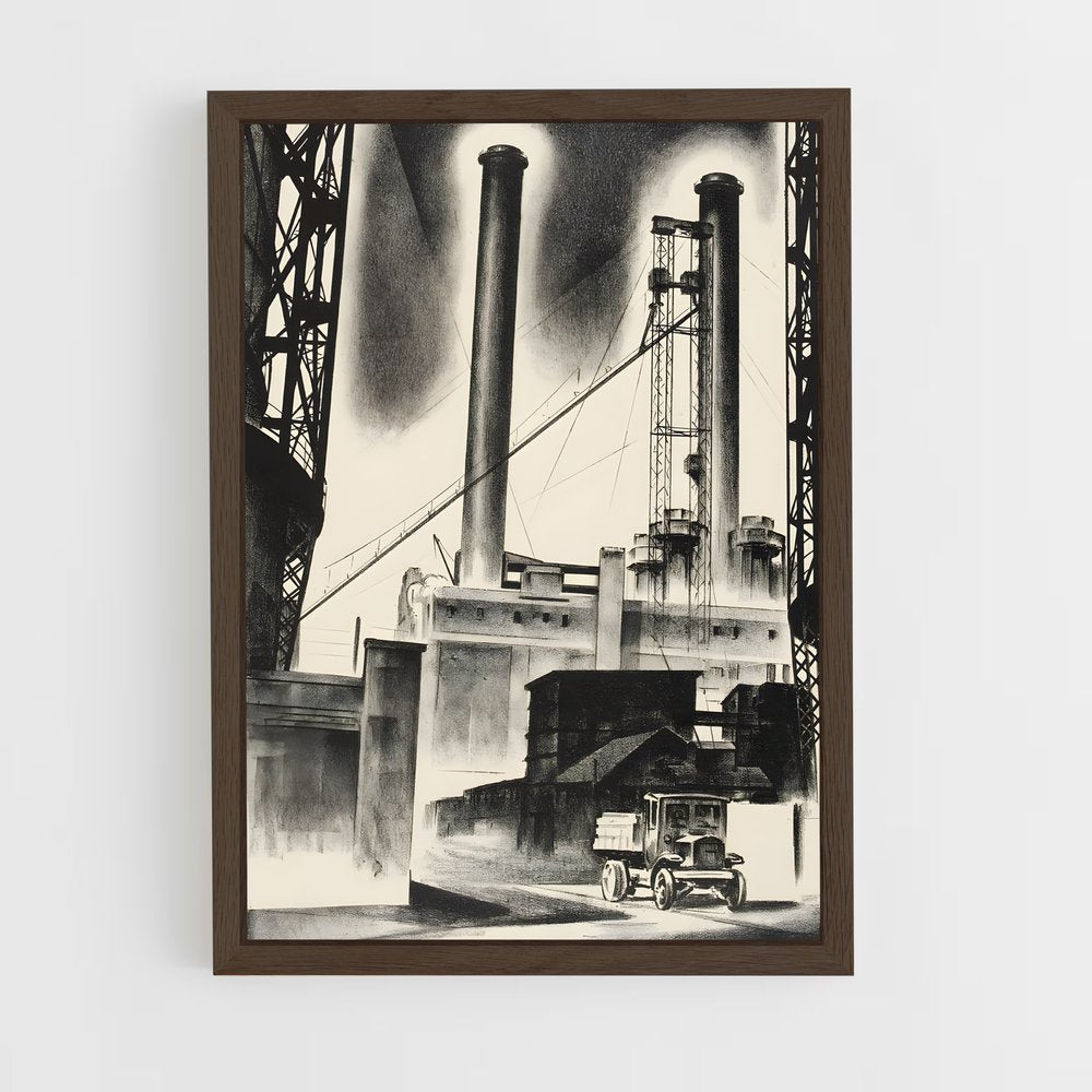 industrial-2 cadre Bois foncé