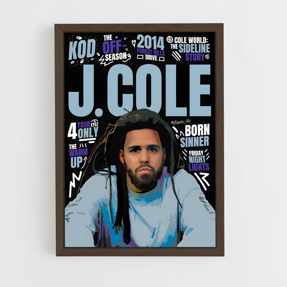 j-cole-3 cadre Bois foncé