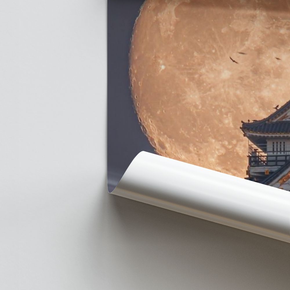 Poster Japon Temple Lune