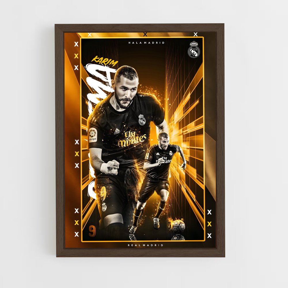 karim-benzema-18 cadre Bois foncé