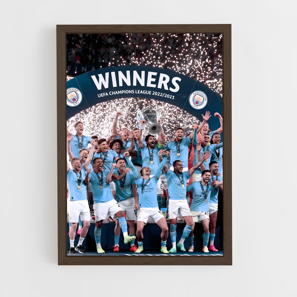 manchester-city-3 cadre Bois foncé
