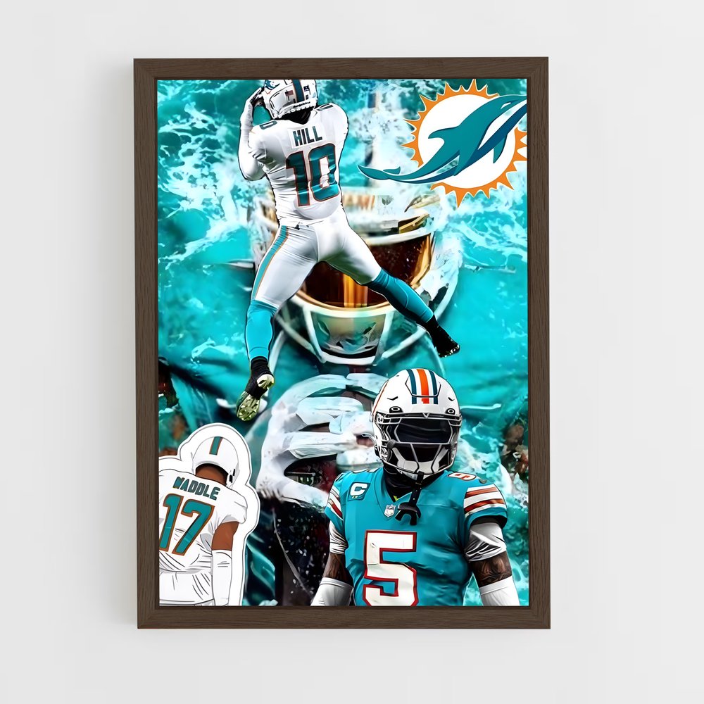 miami-dolphins-4 cadre Bois foncé