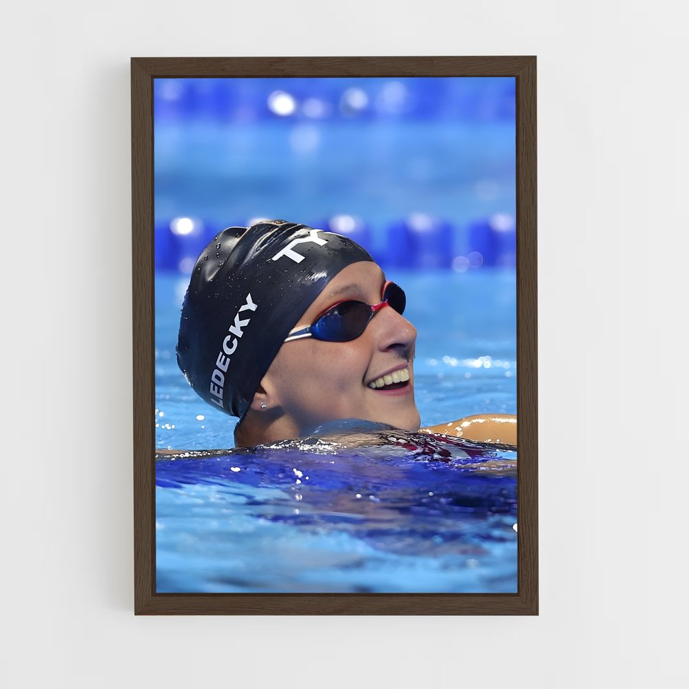 natation-9 cadre Bois foncé