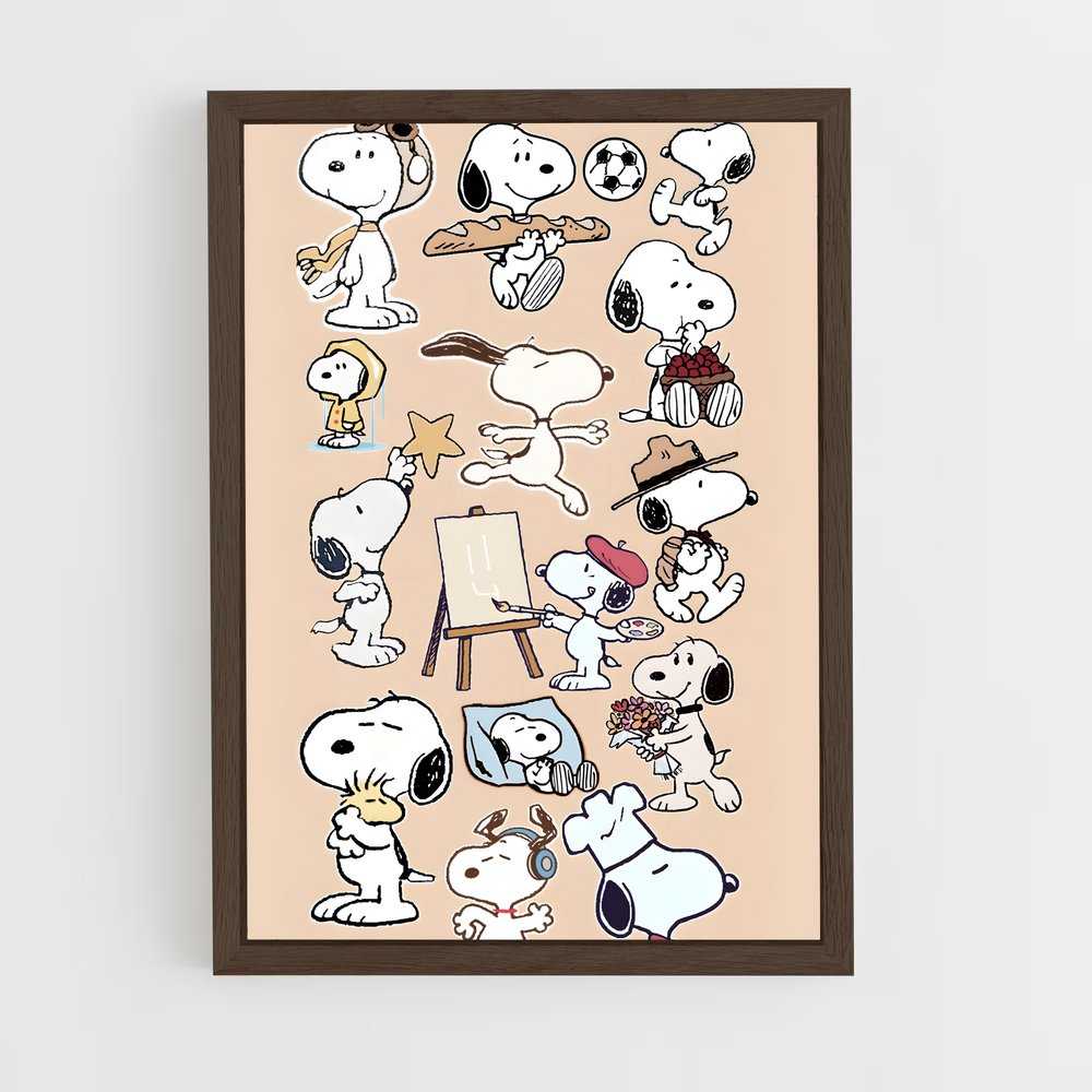 snoopy-1 cadre Bois foncé