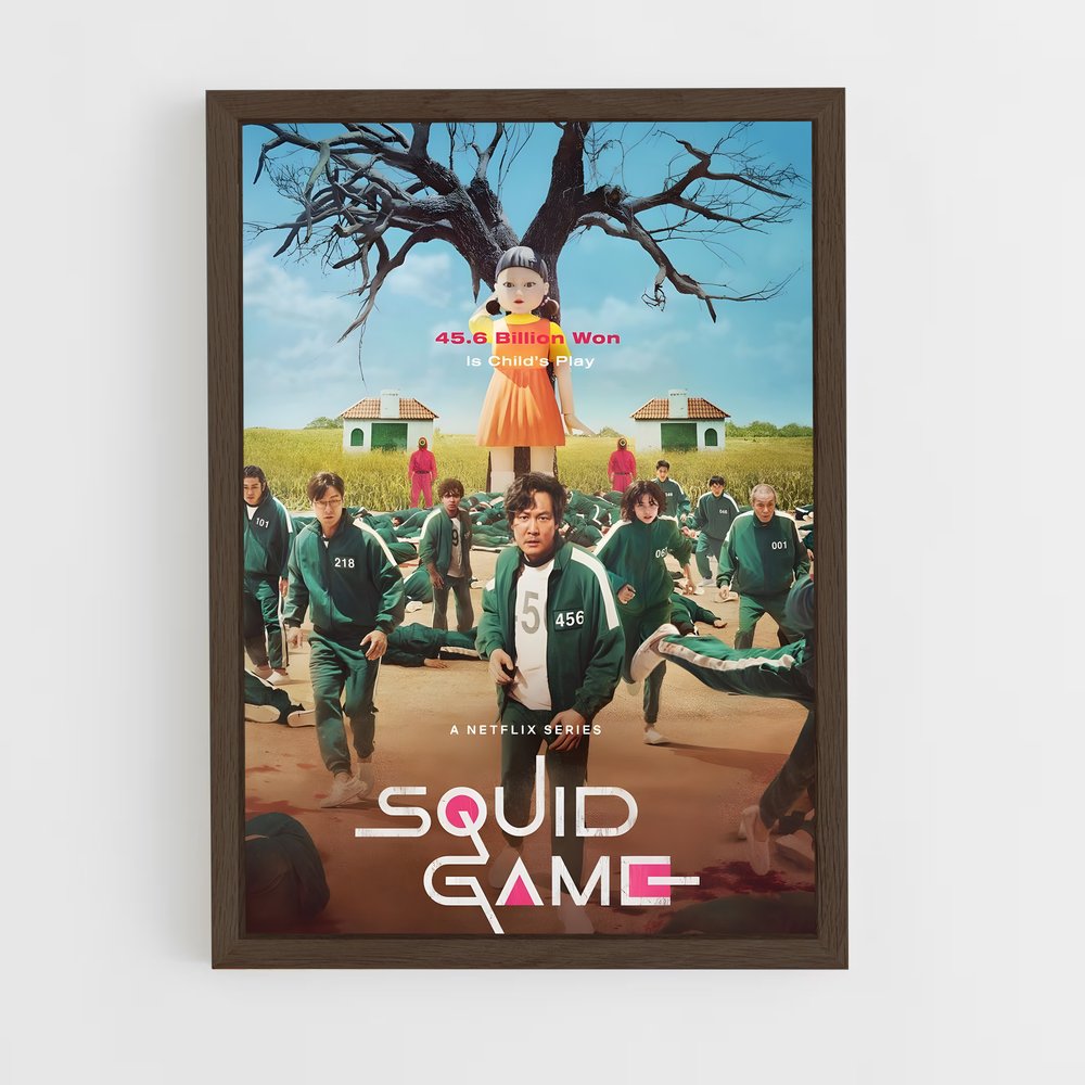 squid-game-7 cadre Bois foncé