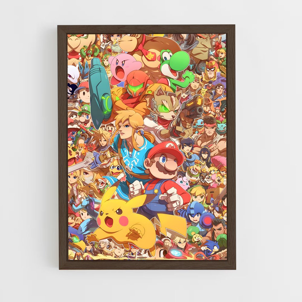 super-smash-bros-5 cadre Bois foncé