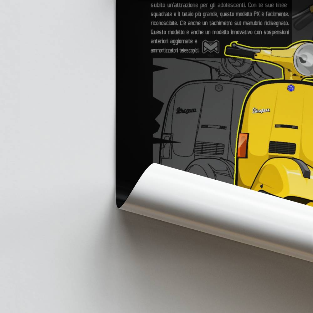 Poster Vespa Jaune Vintage