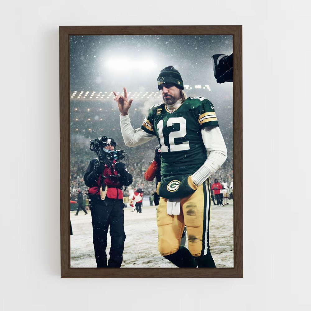aaron-rodgers-12 cadre Bois foncé