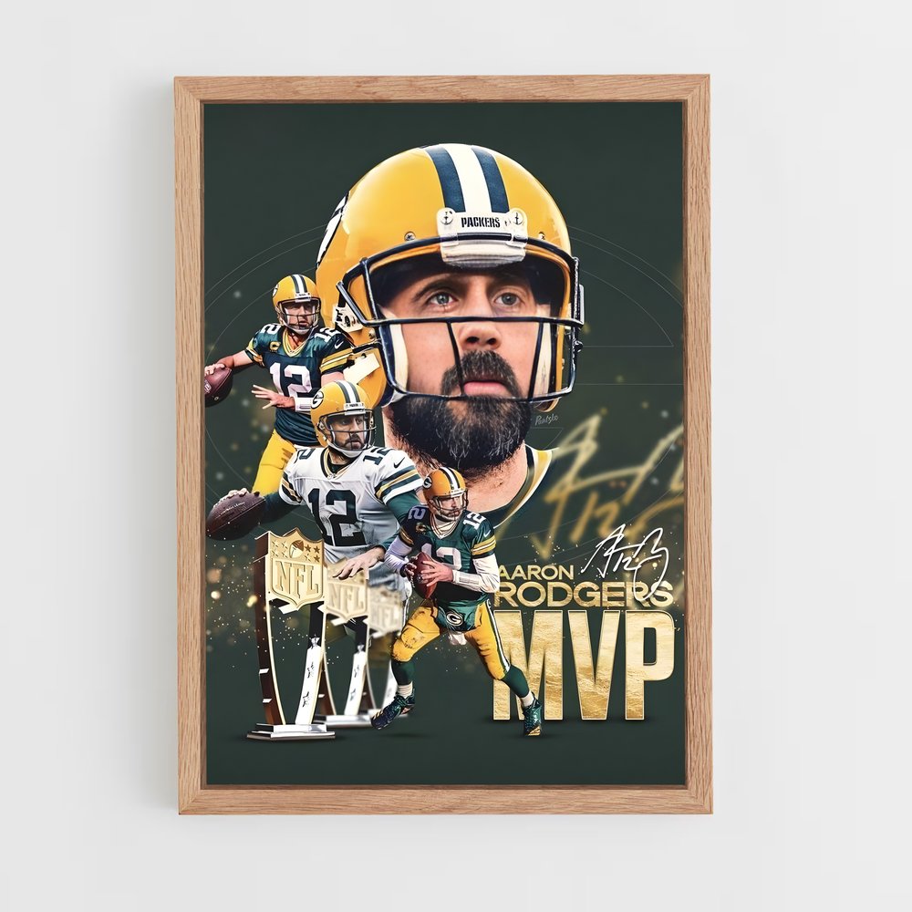 aaron-rodgers-9 cadre Bois clair