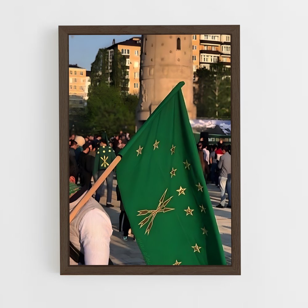 ap-adygea flag-1 cadre Bois foncé