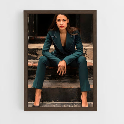 ap-alexandria ocasio cortez-3 cadre Bois foncé