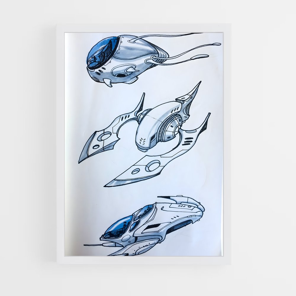 ap-alien spaceship-6 cadre Blanc