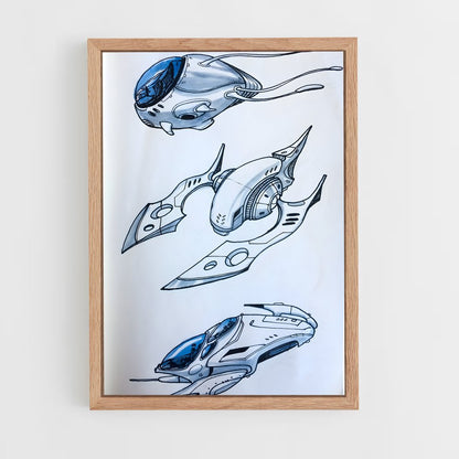 ap-alien spaceship-6 cadre Bois clair