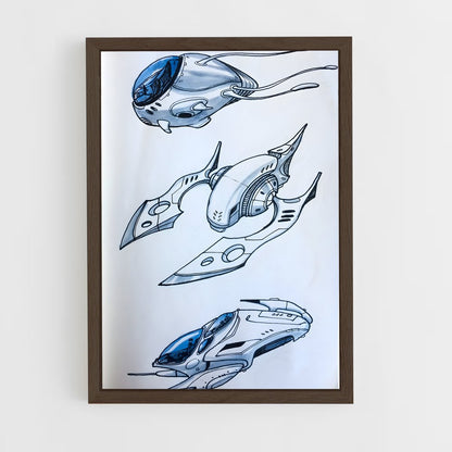 ap-alien spaceship-6 cadre Bois foncé