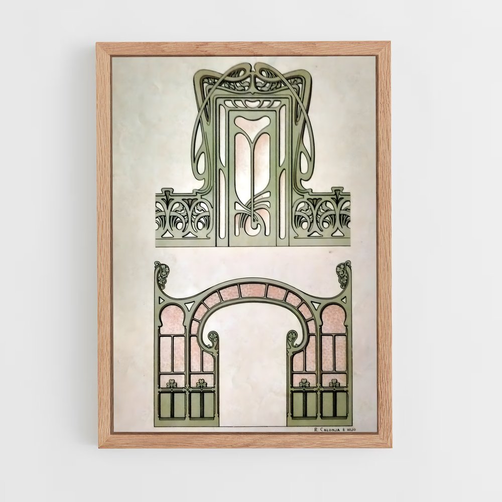 ap-art nouveau architecture-4 cadre Bois clair