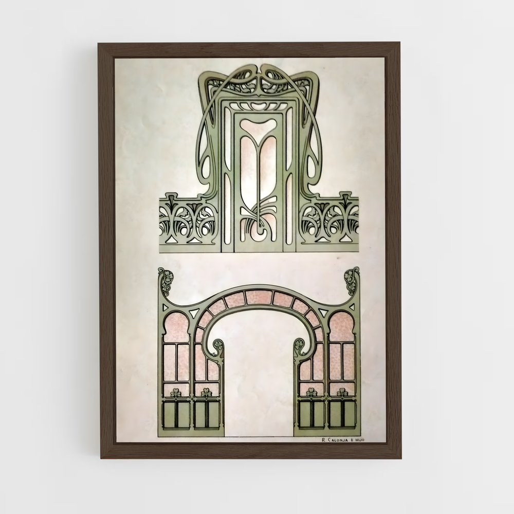 ap-art nouveau architecture-4 cadre Bois foncé